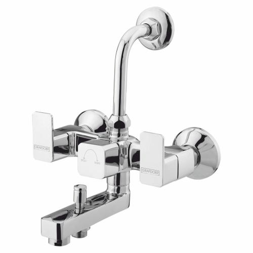 Wall Mixer Three in One with L-Bend for Overhead Shower Chrome